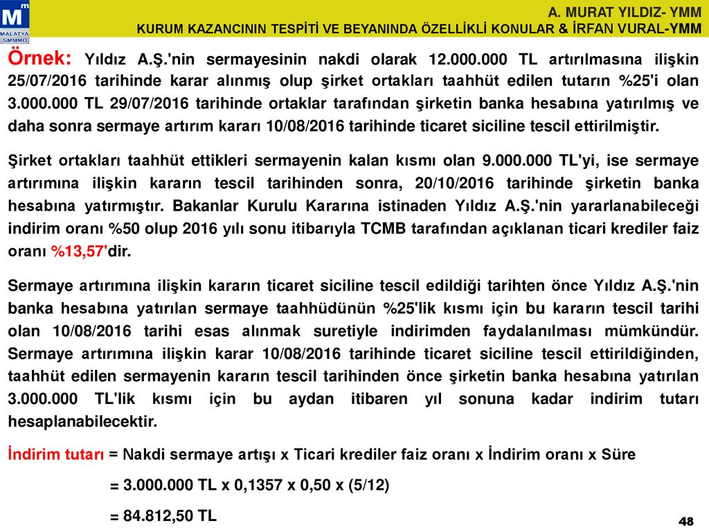 Kurumlar Verg S Nde St Snalar Ve Zell Kl Konular Ppt Indir